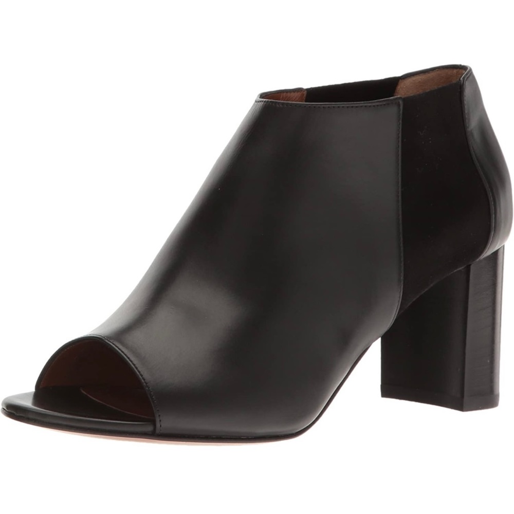 Worn twice Aquatalia Shaw Anil Calf Black Ankle Bootie Open Toe size 9.5M box